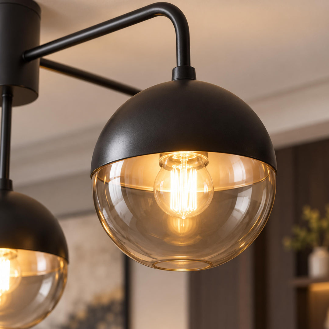 Industrial Modern Ceiling Light Flush Mount Glass and Metal LED Compatible Adjustable 40W