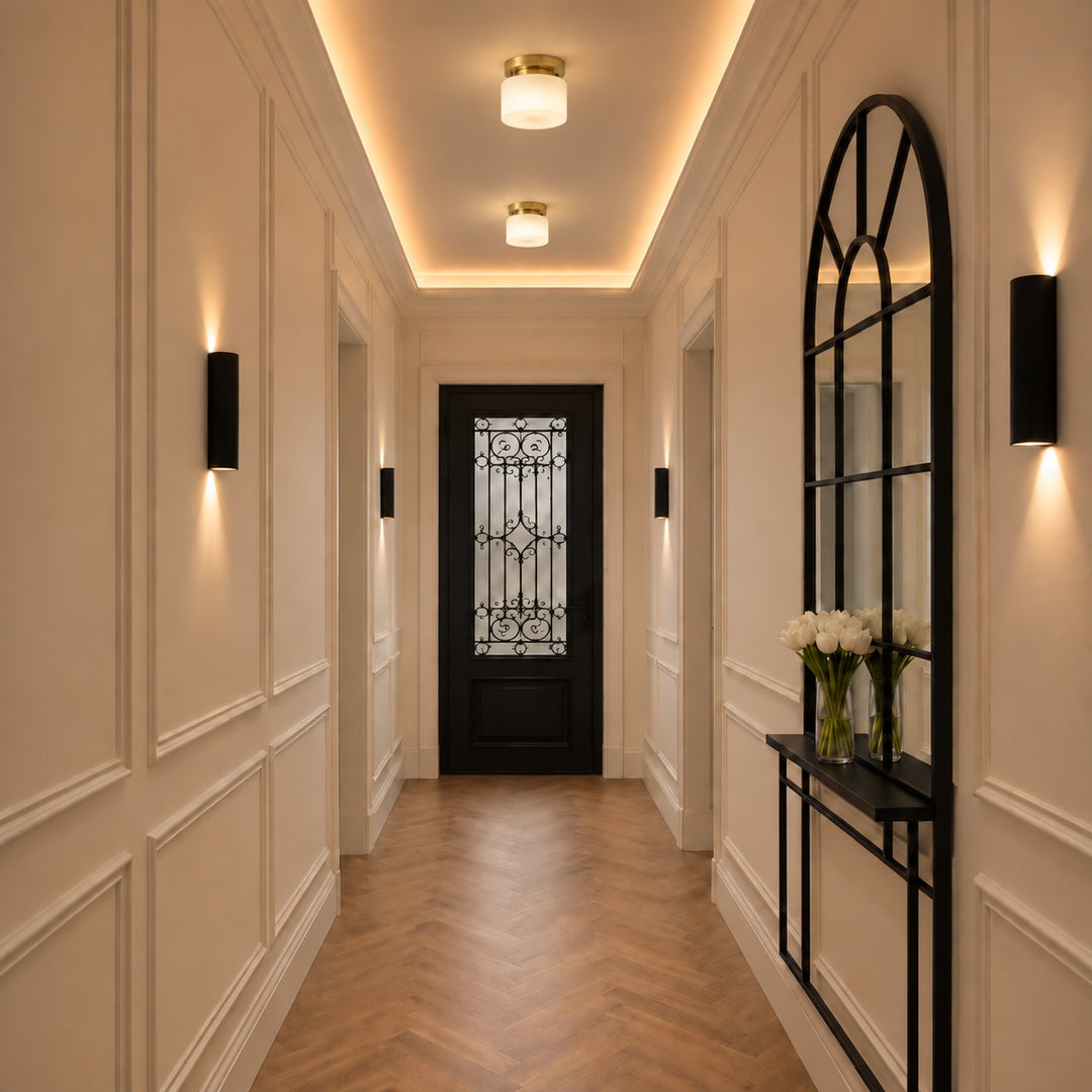 Modern Flush Mount Ceiling Light Brass Glass LED Dimmable Indoor Fixture E26 E27 20cm