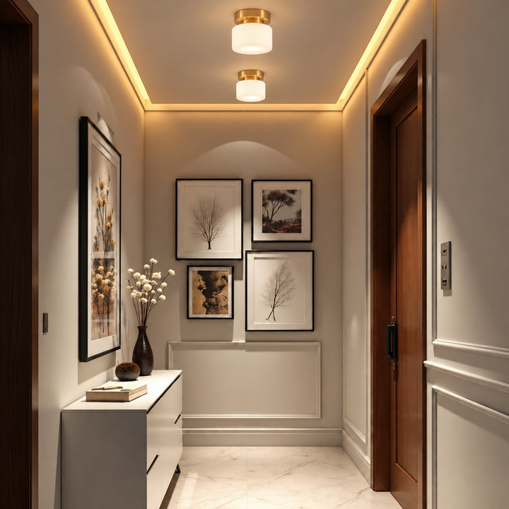 Modern Flush Mount Ceiling Light Brass Glass LED Dimmable Indoor Fixture E26 E27 20cm