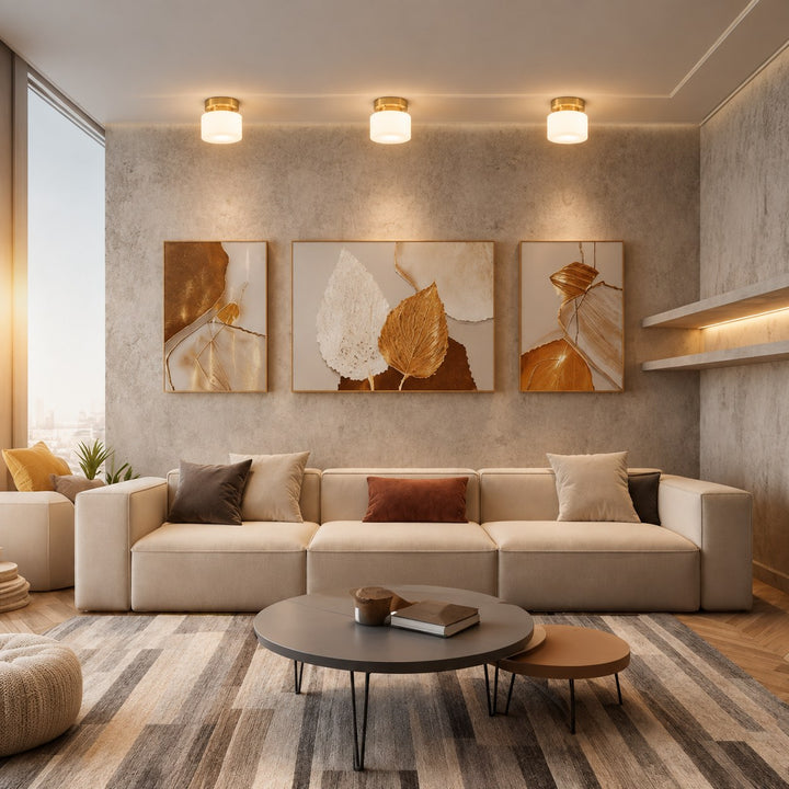 Modern Flush Mount Ceiling Light Brass Glass LED Dimmable Indoor Fixture E26 E27 20cm