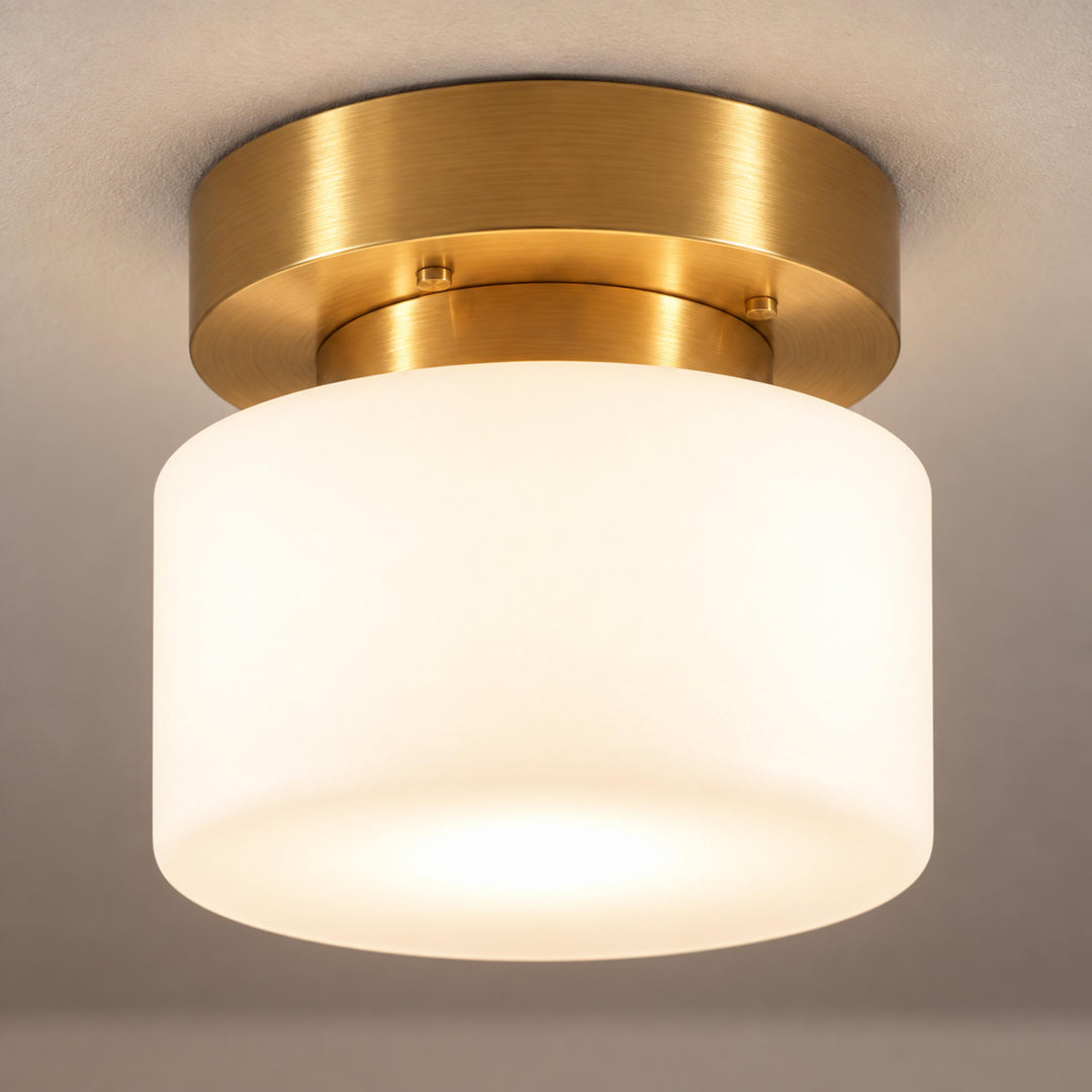 Modern Flush Mount Ceiling Light Brass Glass LED Dimmable Indoor Fixture E26 E27 20cm