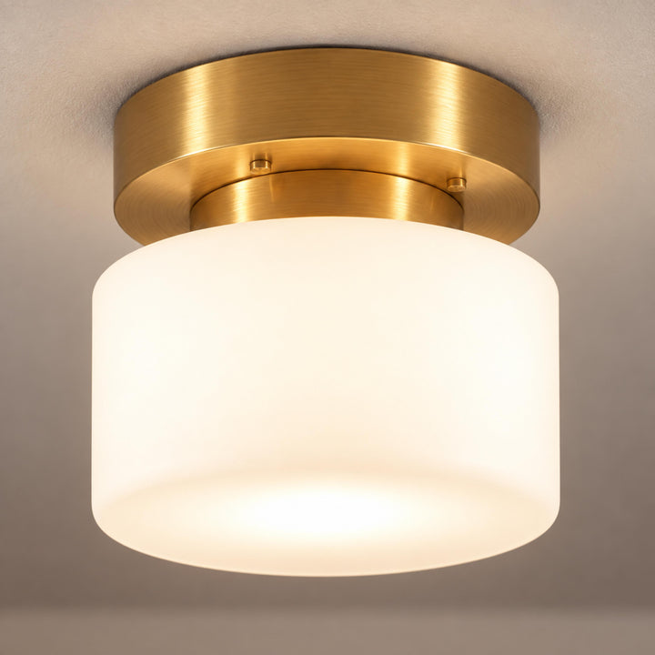 Modern Flush Mount Ceiling Light Brass Glass LED Dimmable Indoor Fixture E26 E27 20cm
