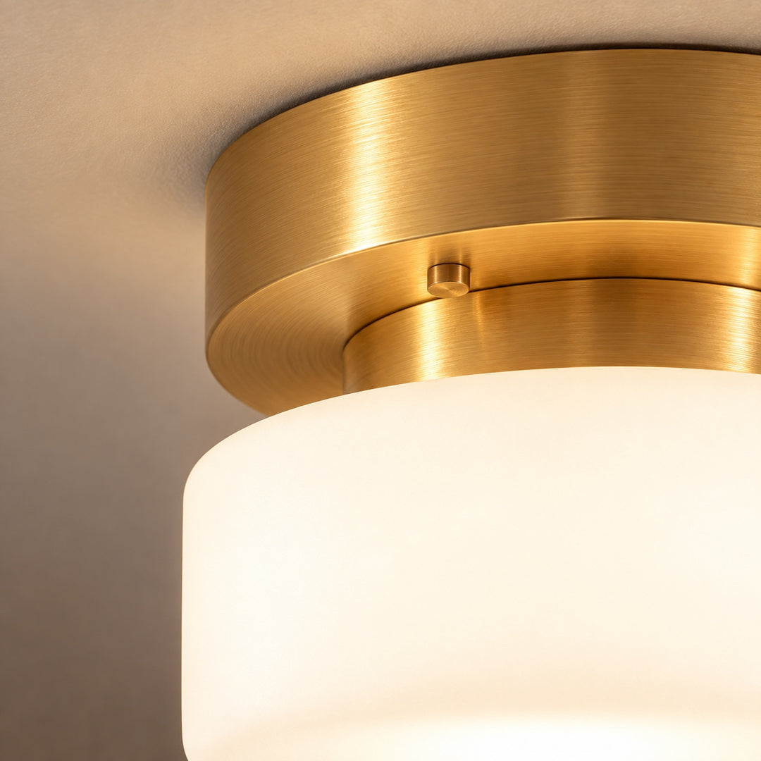 Modern Flush Mount Ceiling Light Brass Glass LED Dimmable Indoor Fixture E26 E27 20cm