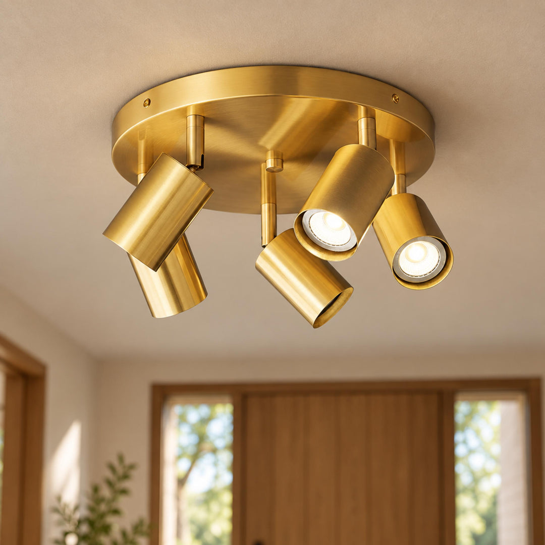 Modern Flush Mount Ceiling Light Metal LED Adjustable Fixture 12 Inch Diameter
