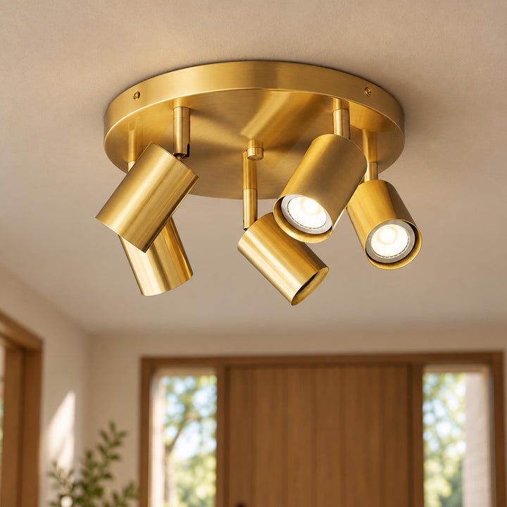 Modern Flush Mount Ceiling Light Metal LED Adjustable Fixture 12 Inch Diameter