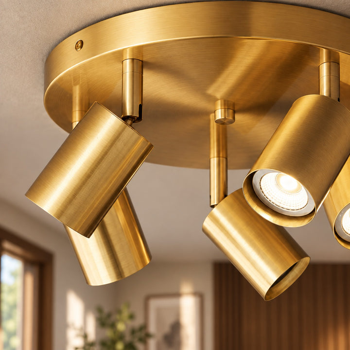 Modern Flush Mount Ceiling Light Metal LED Adjustable Fixture 12 Inch Diameter