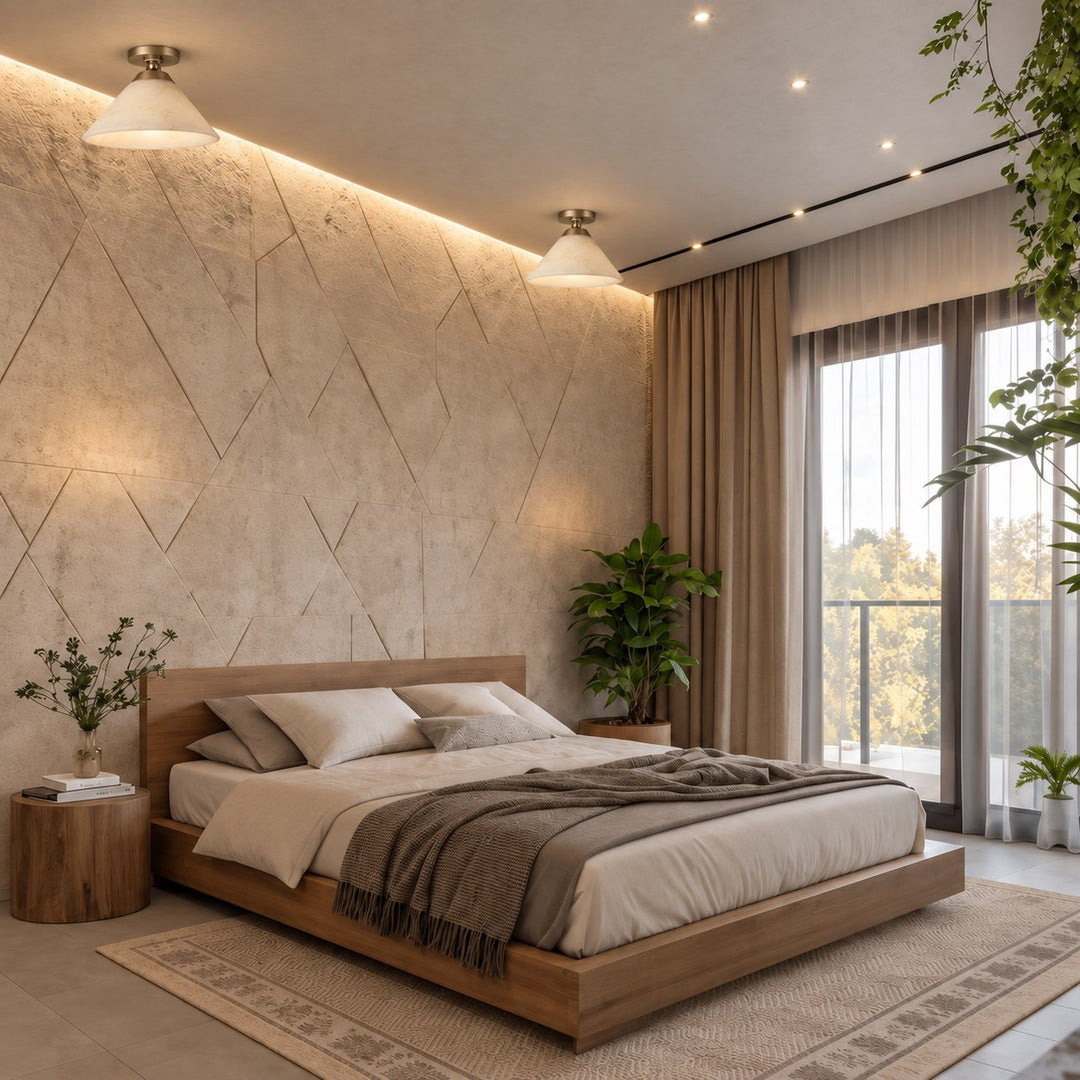 Modern Flush Mount Ceiling Light in Alabaster with Dimmable LED Feature for Cozy Atmosphere