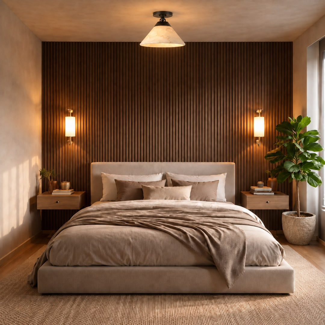 Modern Flush Mount Ceiling Light in Alabaster with Dimmable LED Feature for Cozy Atmosphere