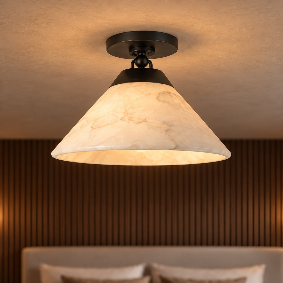 Modern Flush Mount Ceiling Light in Alabaster with Dimmable LED Feature for Cozy Atmosphere