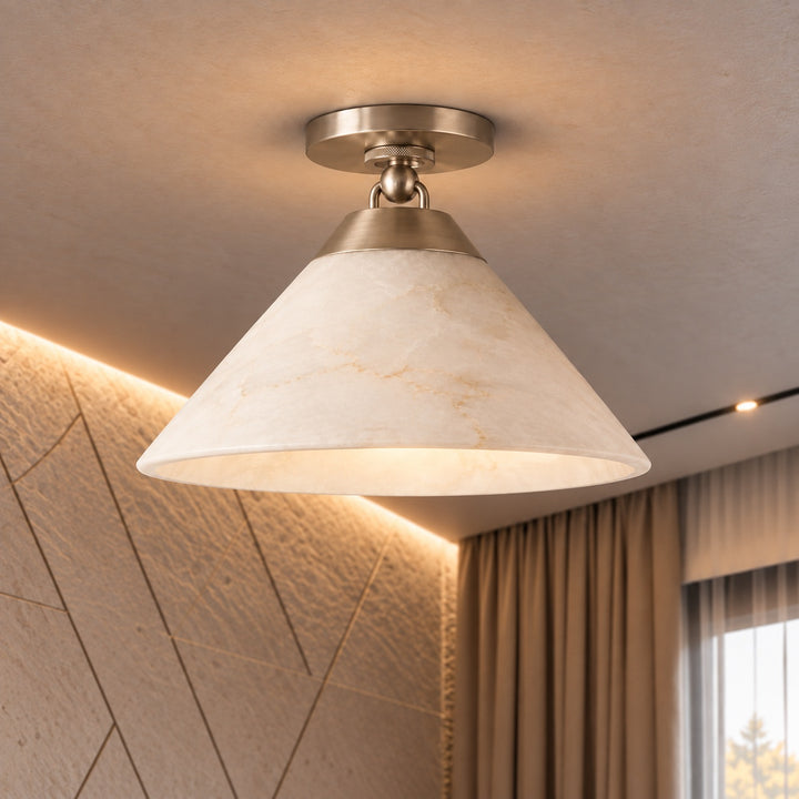 Modern Flush Mount Ceiling Light in Alabaster with Dimmable LED Feature for Cozy Atmosphere