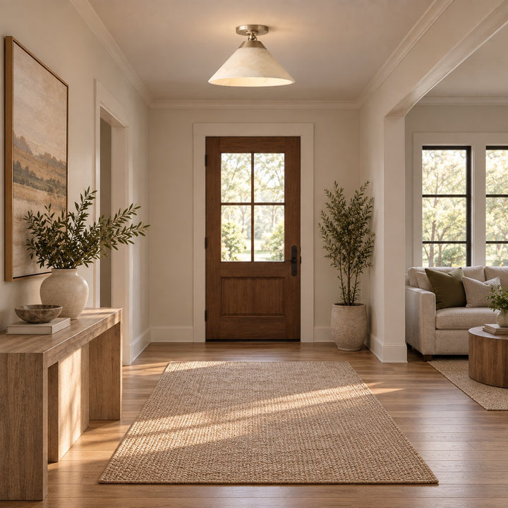 Modern Flush Mount Ceiling Light in Alabaster with Dimmable LED Feature for Cozy Atmosphere