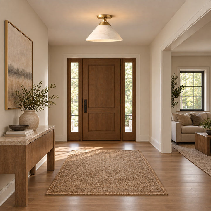 Modern Flush Mount Ceiling Light in Alabaster with Dimmable LED Feature for Cozy Atmosphere