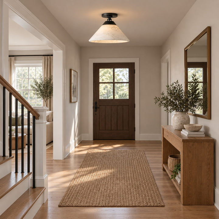 Modern Flush Mount Ceiling Light in Alabaster with Dimmable LED Feature for Cozy Atmosphere