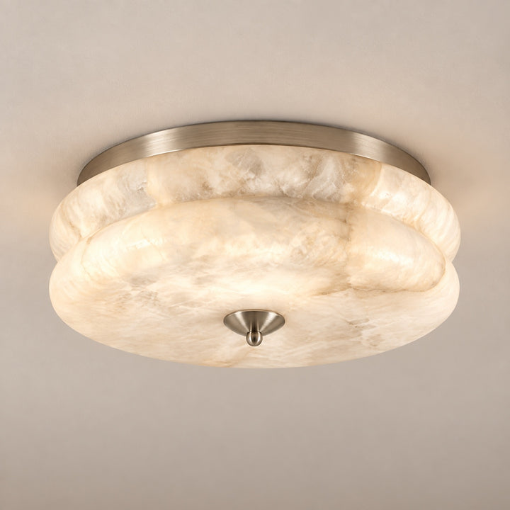 Modern Flush Mount Ceiling Light with Alabaster Glass Shade and LED Feature 12 Inch Diameter