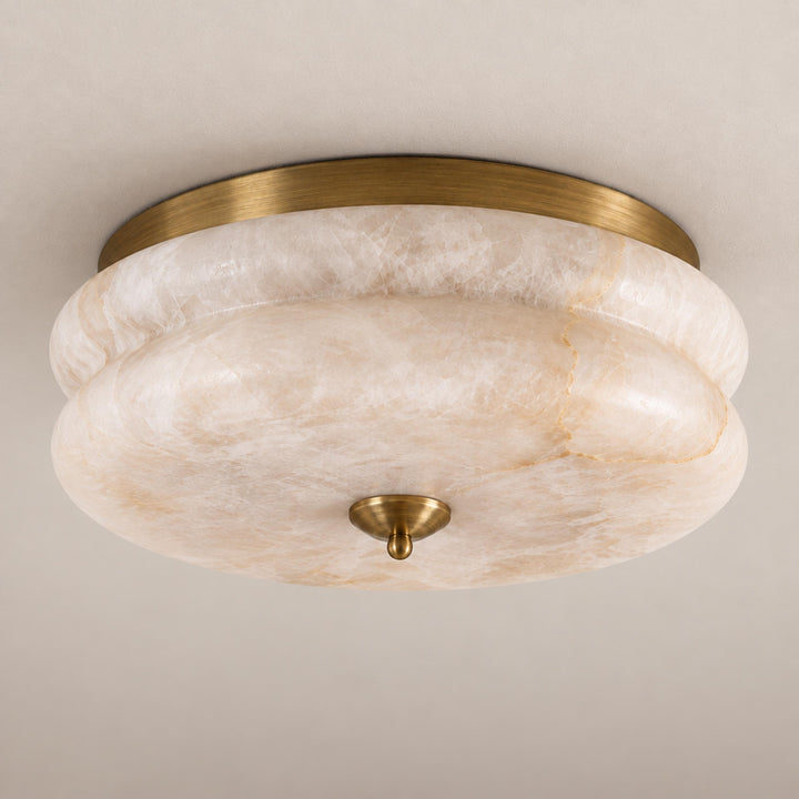 Modern Flush Mount Ceiling Light with Alabaster Glass Shade and LED Feature 12 Inch Diameter