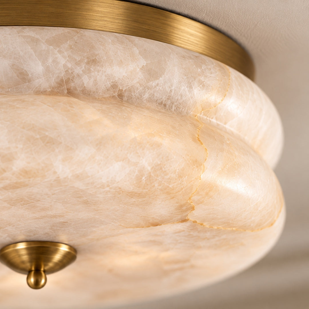 Modern Flush Mount Ceiling Light with Alabaster Glass Shade and LED Feature 12 Inch Diameter