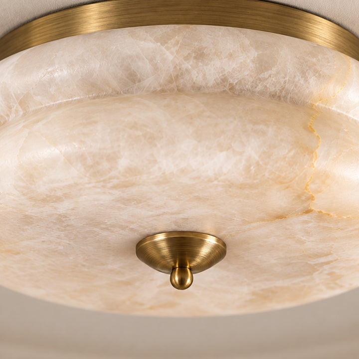 Modern Flush Mount Ceiling Light with Alabaster Glass Shade and LED Feature 12 Inch Diameter
