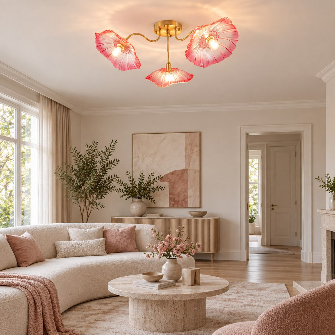 Modern Flush Mount Ceiling Light Adjustable Glass Shade LED Design 12 Inch Diameter