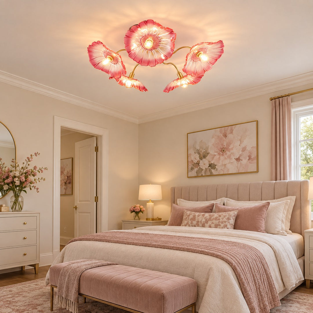 Modern Flush Mount Ceiling Light Adjustable Glass Shade LED Design 12 Inch Diameter