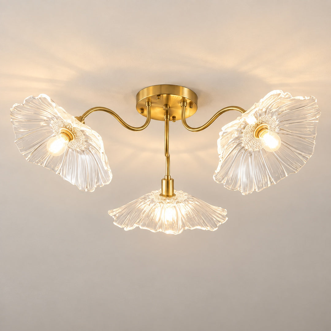 Modern Flush Mount Ceiling Light Adjustable Glass Shade LED Design 12 Inch Diameter