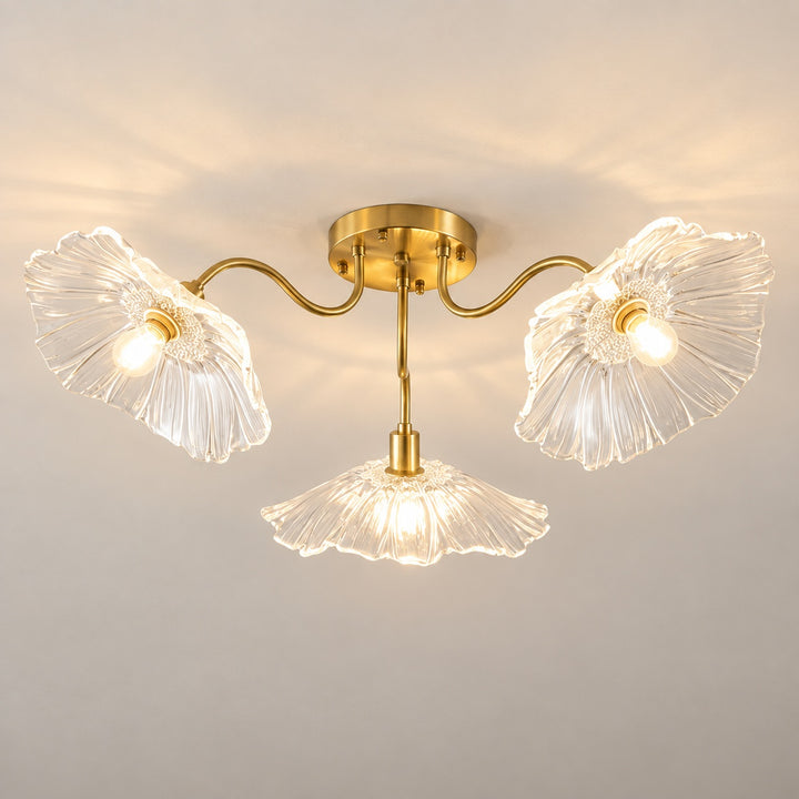 Modern Flush Mount Ceiling Light Adjustable Glass Shade LED Design 12 Inch Diameter