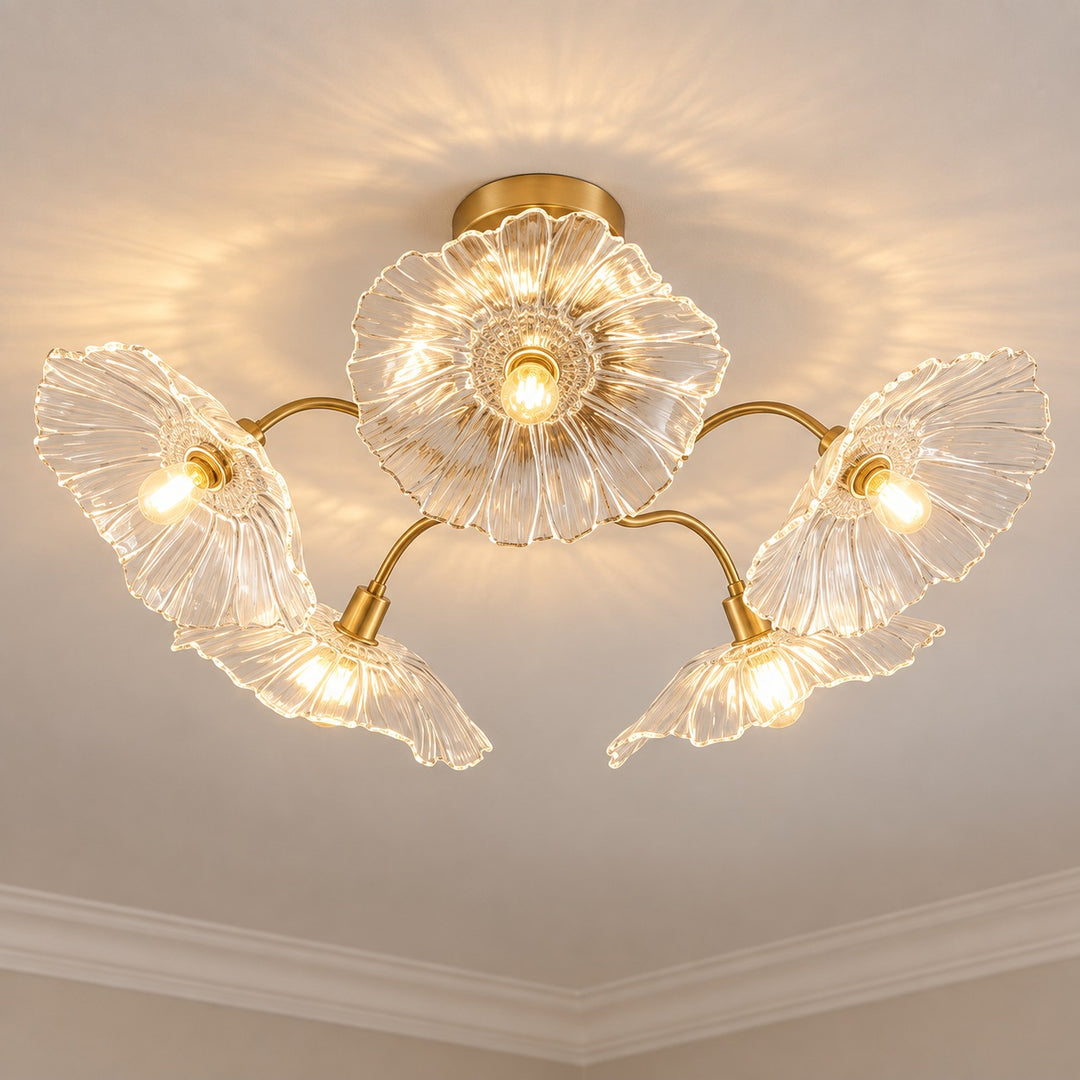 Modern Flush Mount Ceiling Light Adjustable Glass Shade LED Design 12 Inch Diameter