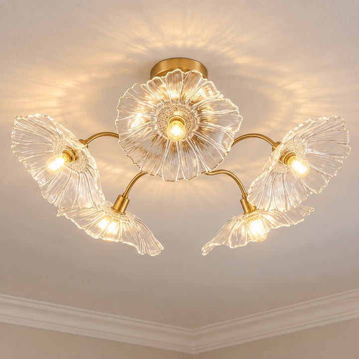 Modern Flush Mount Ceiling Light Adjustable Glass Shade LED Design 12 Inch Diameter