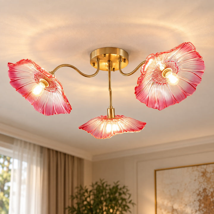 Modern Flush Mount Ceiling Light Adjustable Glass Shade LED Design 12 Inch Diameter