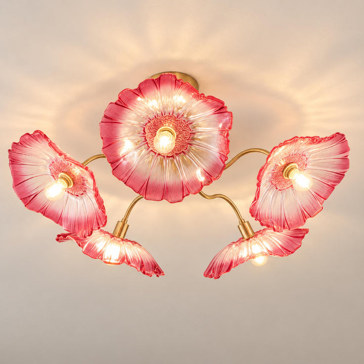 Modern Flush Mount Ceiling Light Adjustable Glass Shade LED Design 12 Inch Diameter