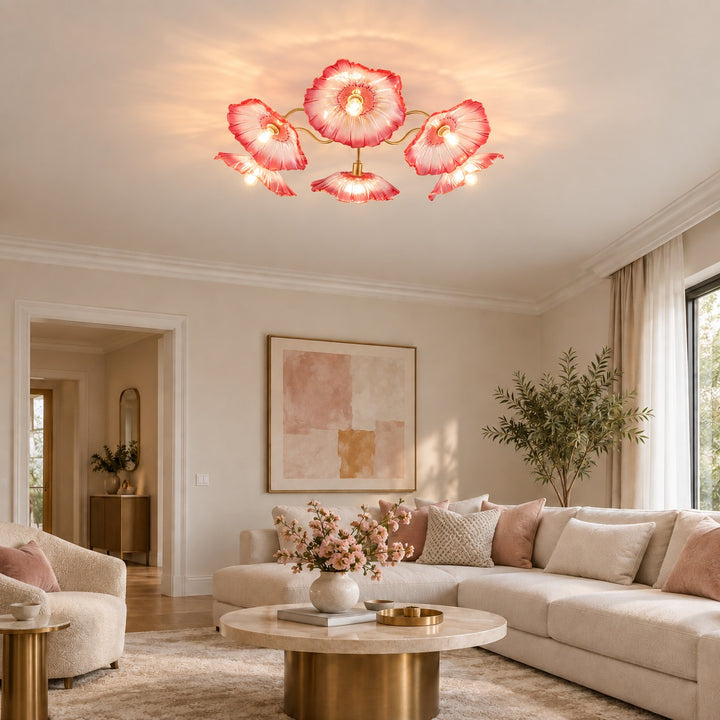Modern Flush Mount Ceiling Light Adjustable Glass Shade LED Design 12 Inch Diameter