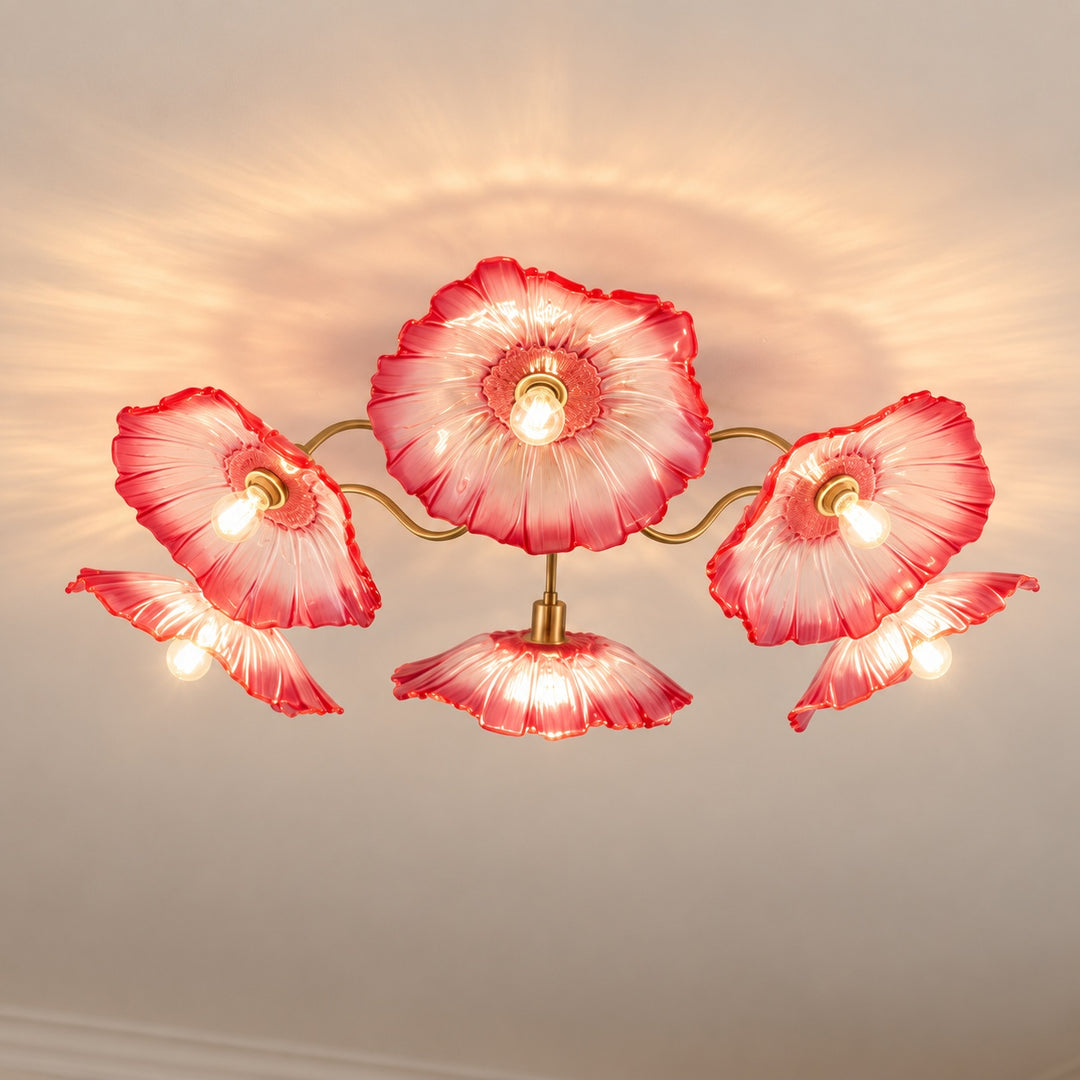 Modern Flush Mount Ceiling Light Adjustable Glass Shade LED Design 12 Inch Diameter