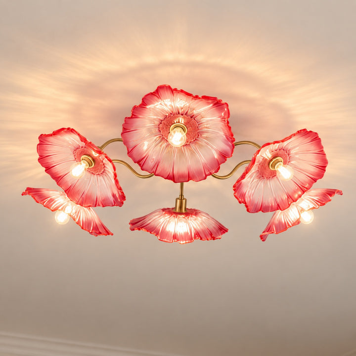Modern Flush Mount Ceiling Light Adjustable Glass Shade LED Design 12 Inch Diameter