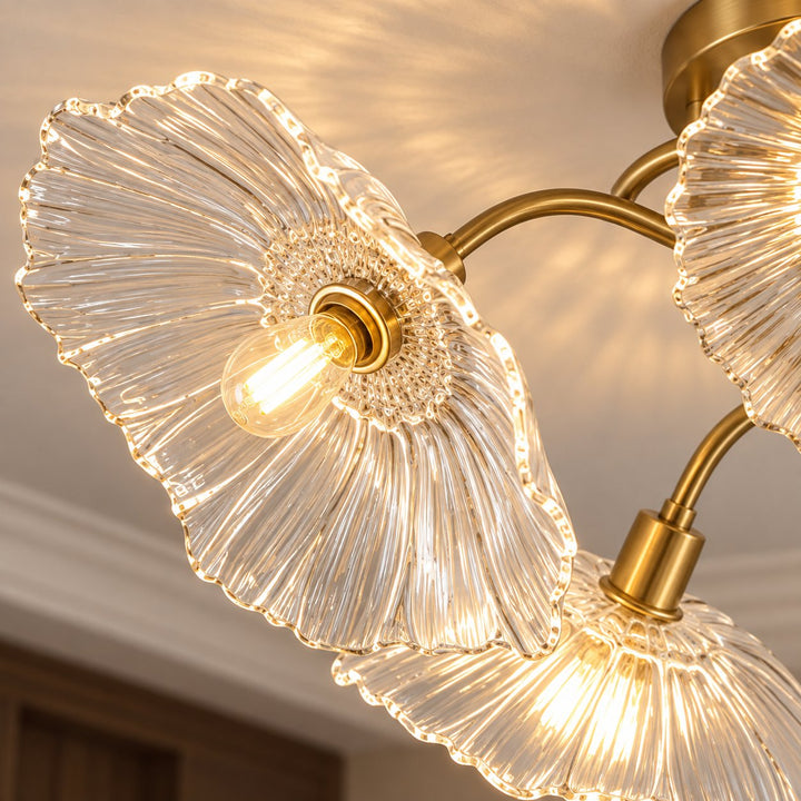 Modern Flush Mount Ceiling Light Adjustable Glass Shade LED Design 12 Inch Diameter
