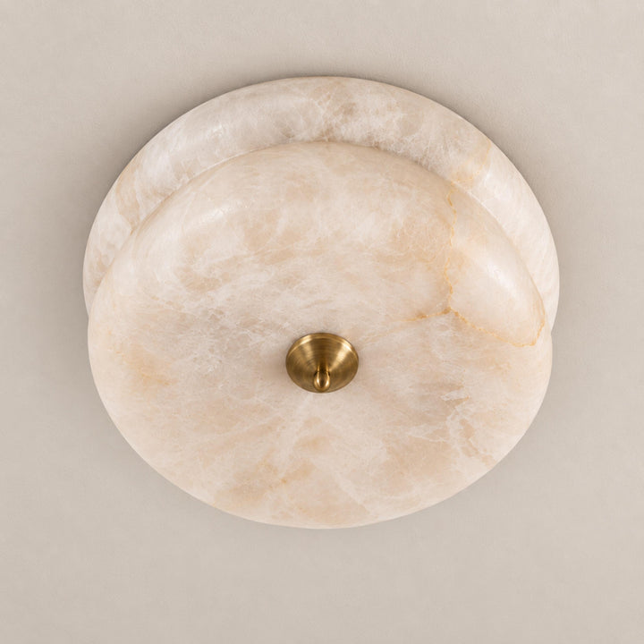 Modern Flush Mount Ceiling Light with Alabaster Glass Shade and LED Feature 12 Inch Diameter