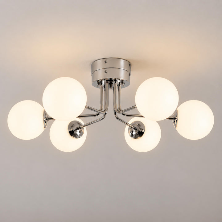 Modern Flush Mount Ceiling Light Fixture in Metal and Glass with LED Bulbs for Indoor Use