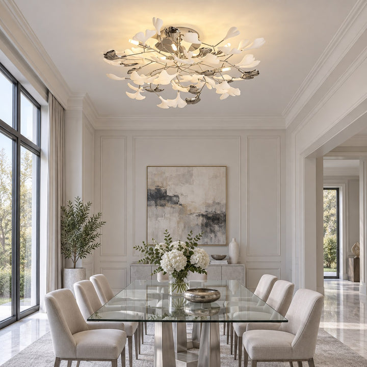 Modern Flush Mount Ceiling Light with Glass Shade and LED 800 Lumens for Contemporary Spaces