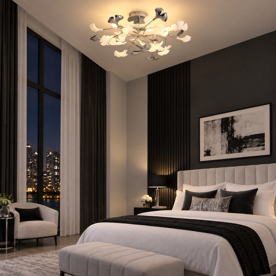 Modern Flush Mount Ceiling Light with Glass Shade and LED 800 Lumens for Contemporary Spaces