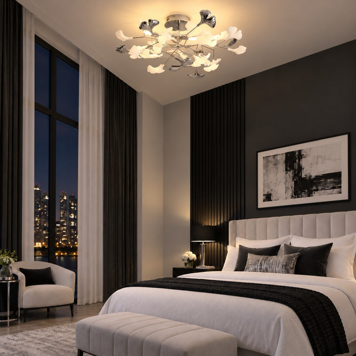 Modern Flush Mount Ceiling Light with Glass Shade and LED 800 Lumens for Contemporary Spaces