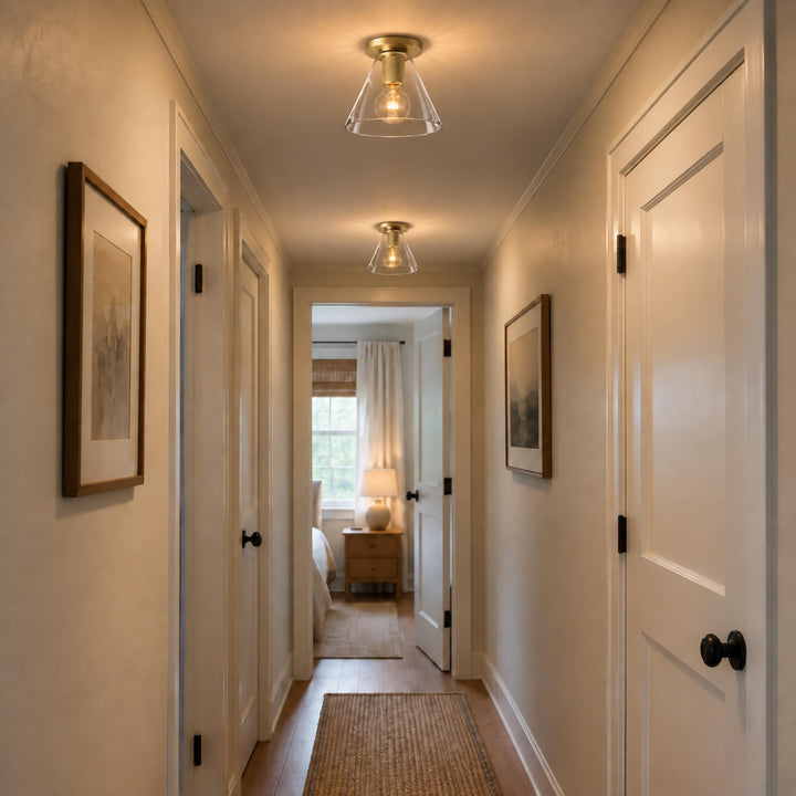 Modern Flush Mount Ceiling Light Fixture Metal LED Dimmable 12 Inch Diameter Energy Efficient