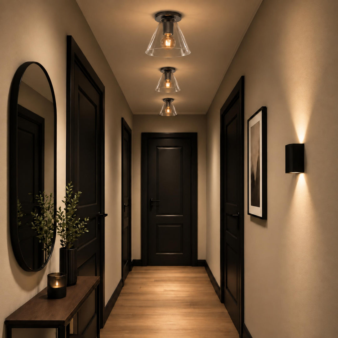 Modern Flush Mount Ceiling Light Fixture Metal LED Dimmable 12 Inch Diameter Energy Efficient