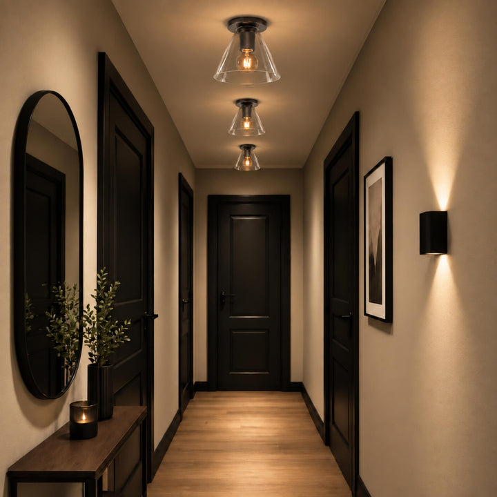 Modern Flush Mount Ceiling Light Fixture Metal LED Dimmable 12 Inch Diameter Energy Efficient