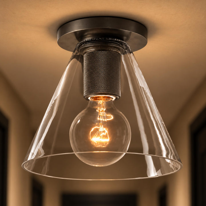 Modern Flush Mount Ceiling Light Fixture Metal LED Dimmable 12 Inch Diameter Energy Efficient