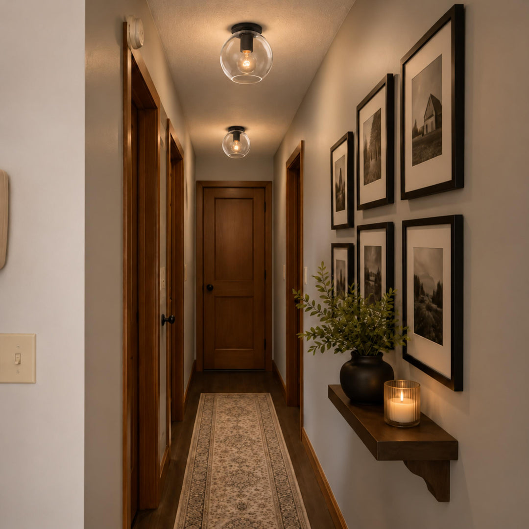Modern Flush Mount Ceiling Light Fixture Metal LED Dimmable 12 Inch Diameter Energy Efficient