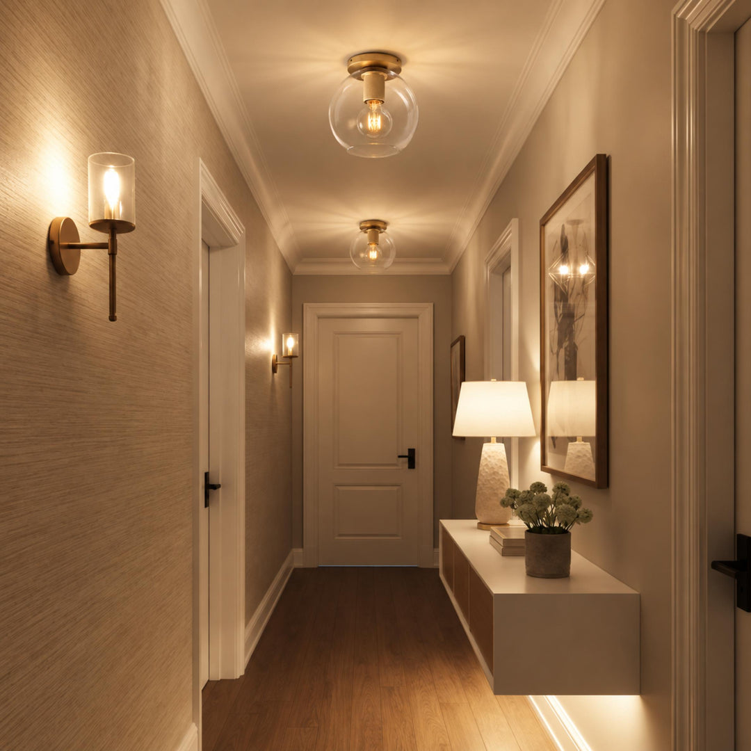 Modern Flush Mount Ceiling Light Fixture Metal LED Dimmable 12 Inch Diameter Energy Efficient
