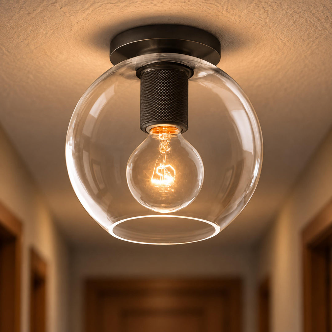 Modern Flush Mount Ceiling Light Fixture Metal LED Dimmable 12 Inch Diameter Energy Efficient