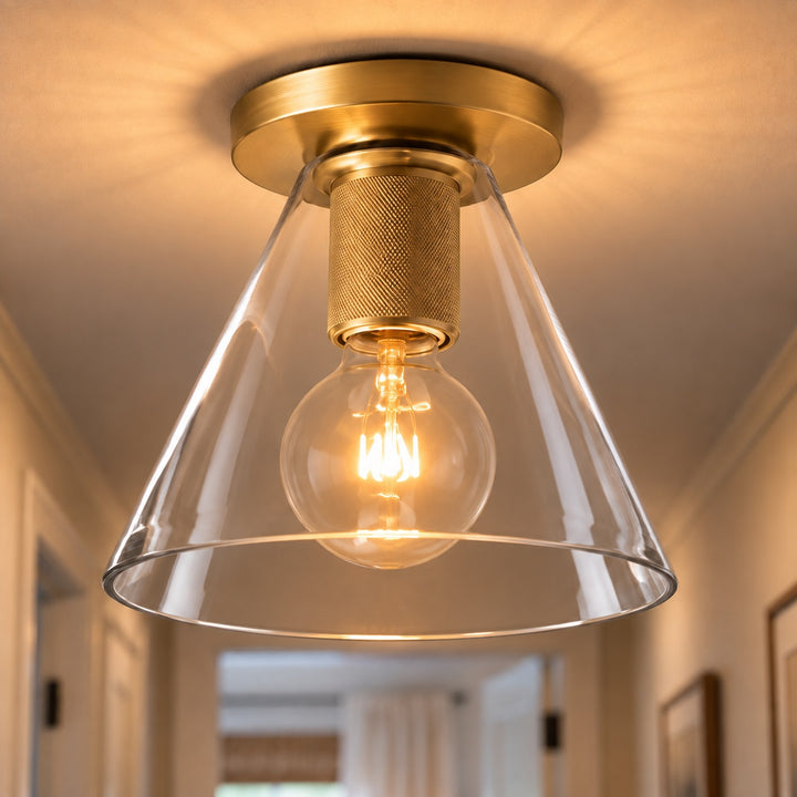 Modern Flush Mount Ceiling Light Fixture Metal LED Dimmable 12 Inch Diameter Energy Efficient