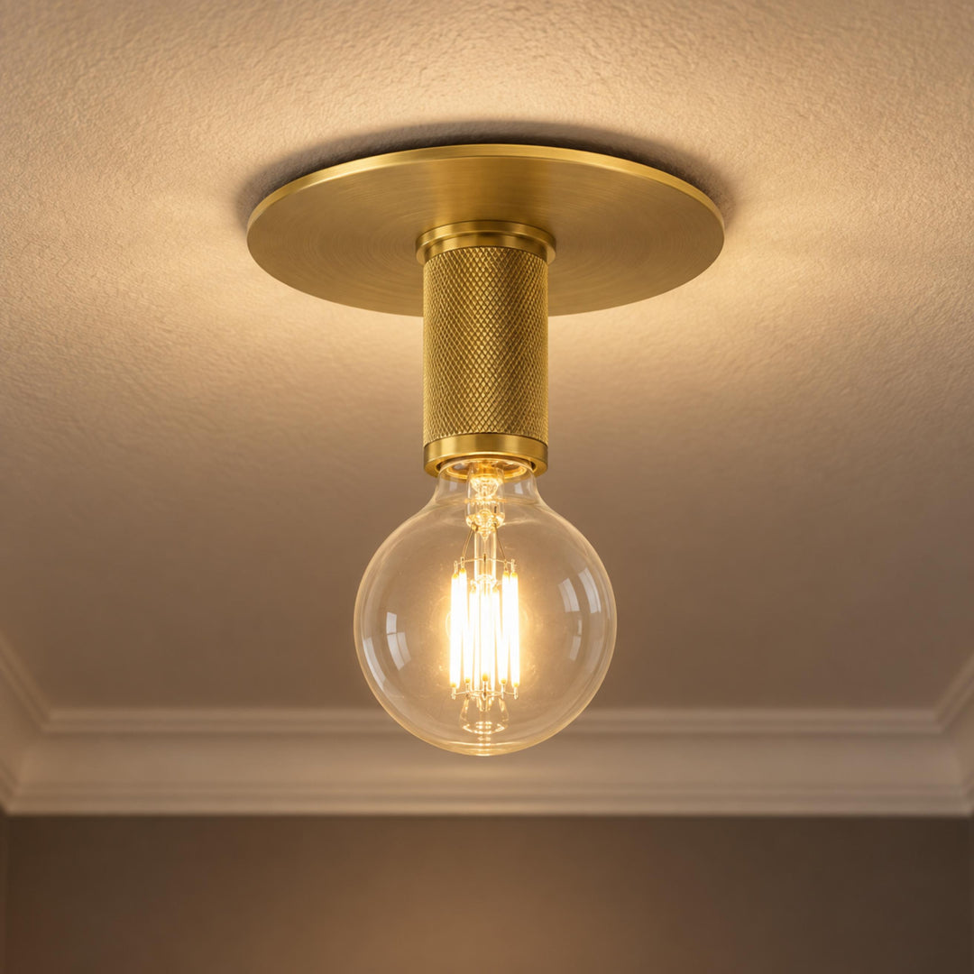 Modern Flush Mount Ceiling Light Fixture Metal LED Dimmable 12 Inch Diameter Energy Efficient