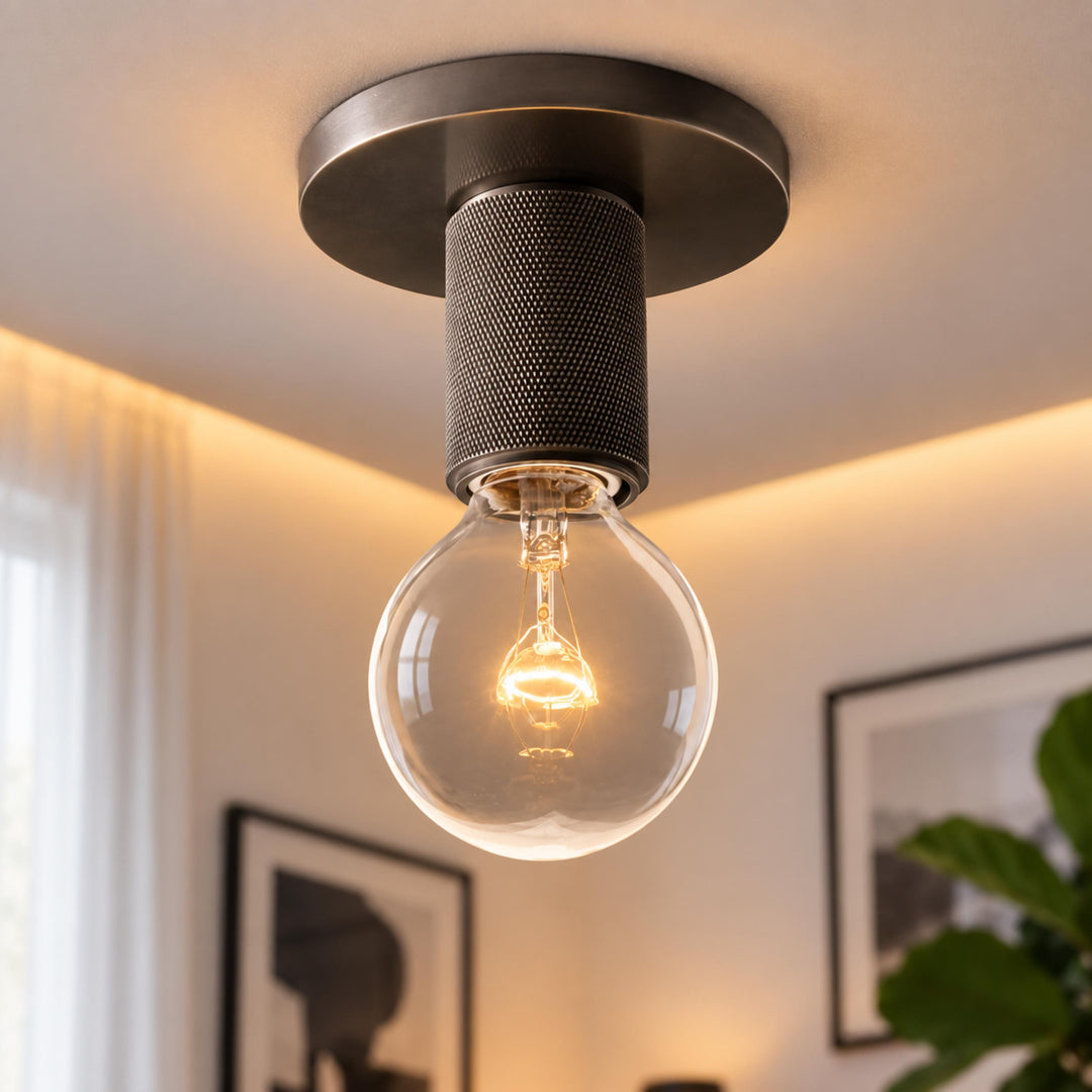 Modern Flush Mount Ceiling Light Fixture Metal LED Dimmable 12 Inch Diameter Energy Efficient