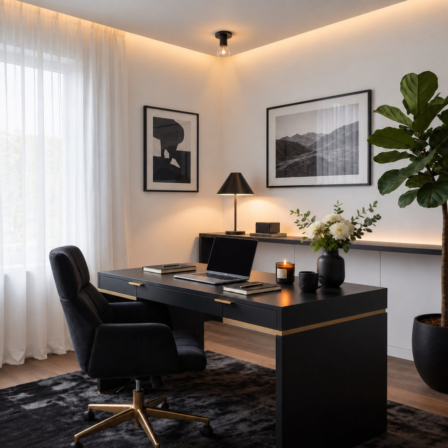Modern Flush Mount Ceiling Light Fixture Metal LED Dimmable Energy Efficient in the home office