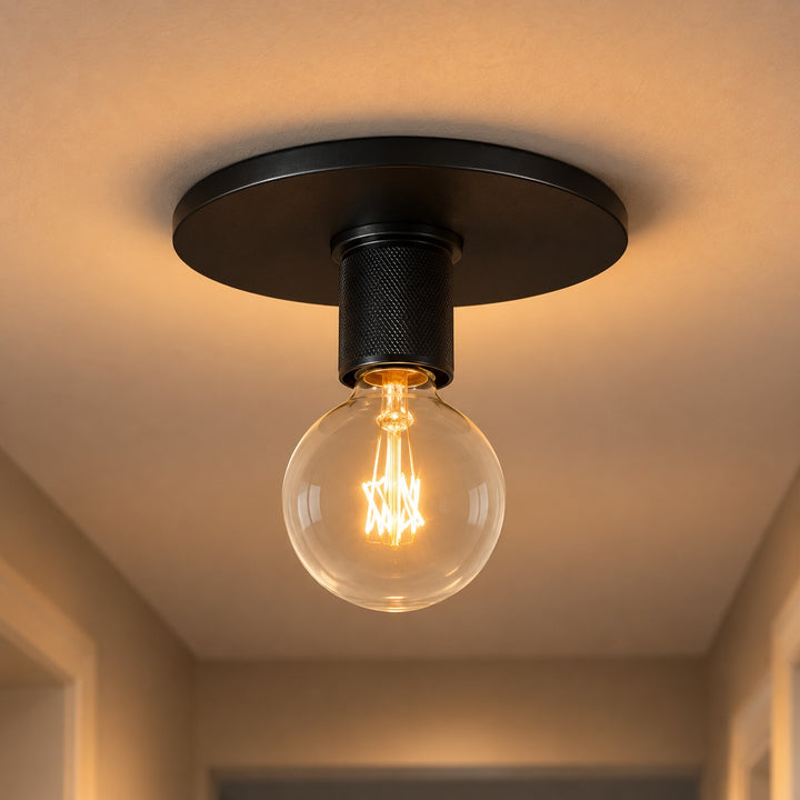 Modern Flush Mount Ceiling Light Fixture Metal LED Dimmable 12 Inch Diameter Energy Efficient